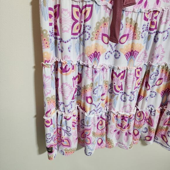 Matilda Jane breath deeply floral print tiered tie back swing tank top woman's S - Picture 5 of 9